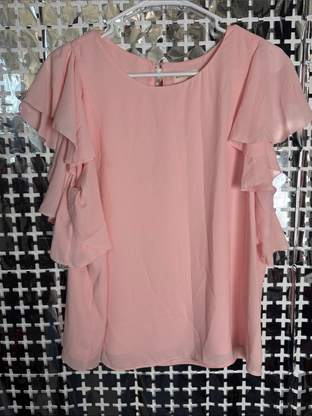 Maison Jules Blush Pink Ruffle Sleeve Top